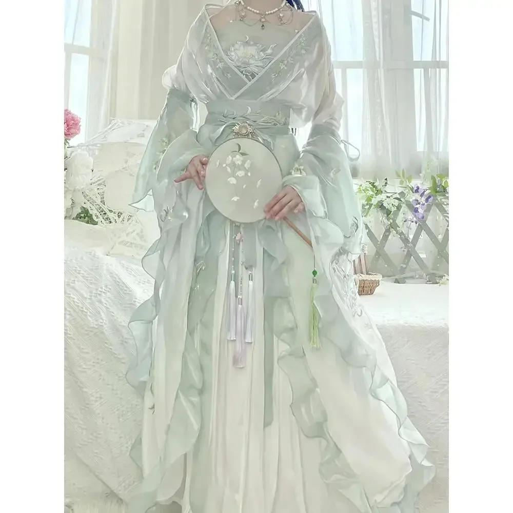 Оригинальный улучшенный зеленый вышитый сказочный танцевальный костюм