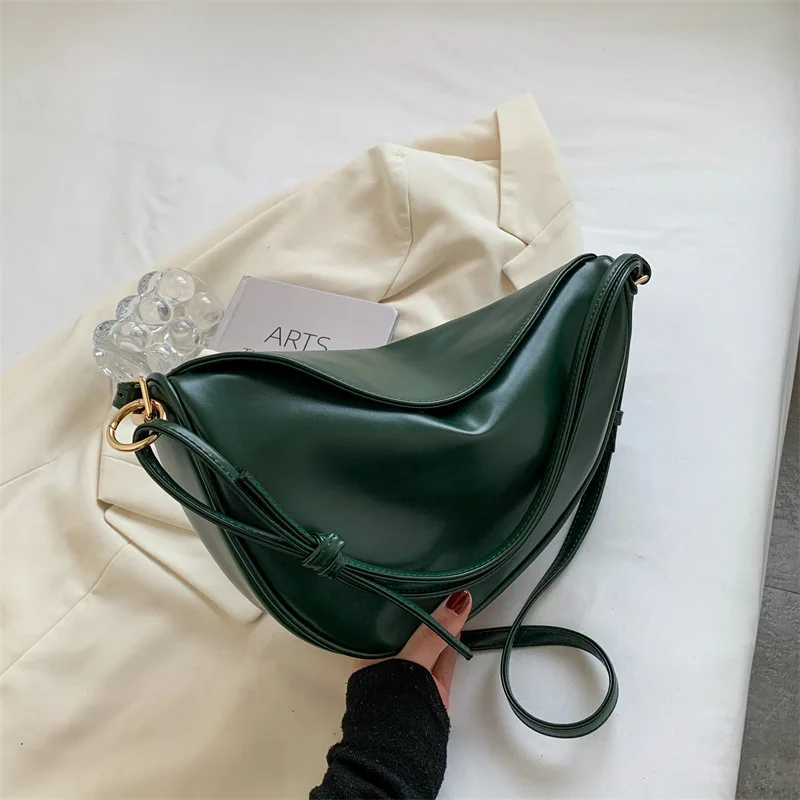 

Saddle Crossbody Bags for Women Large Capacity Luxury Handbag Solid Leather Shoulder Bags Female Casual Travel Hobos Bag Sac New