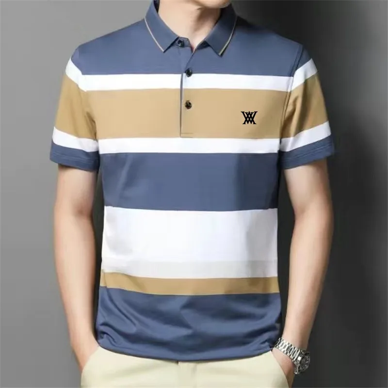 

Рубашка-поло мужская с коротким рукавом, тенниска с лацканами, Повседневная приталенная Майка для гольфа, лето