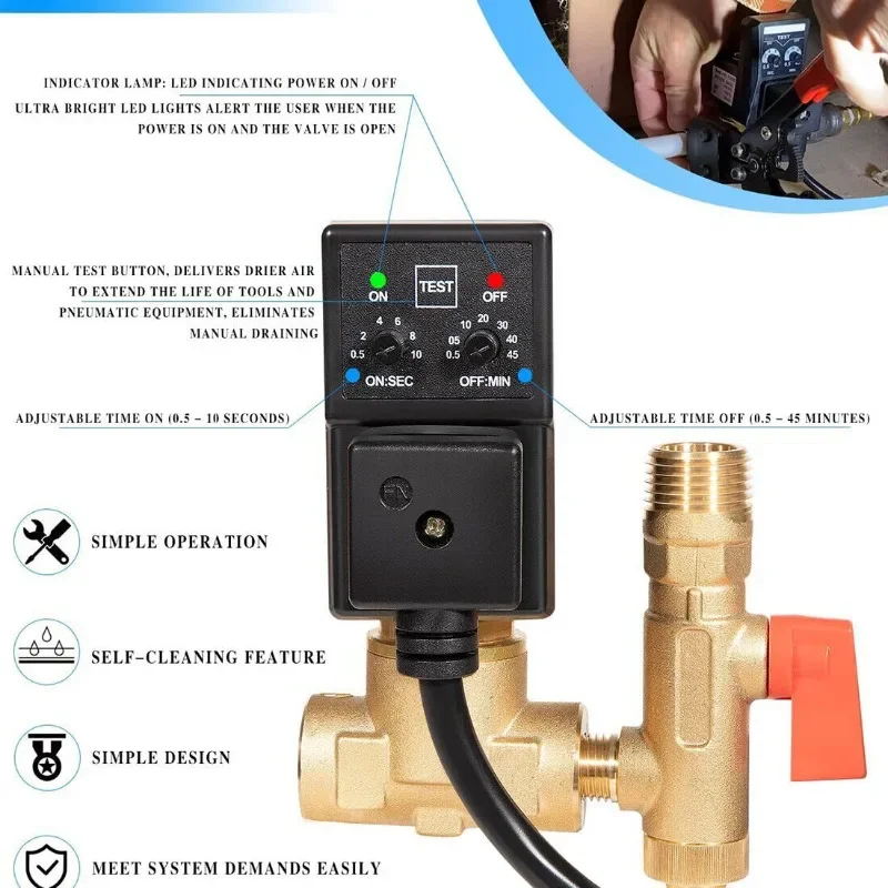 Замена ChuangQian для электронного сливного клапана Ingersoll Rand Edv200 1/4 дюйма NPT 110/120 В