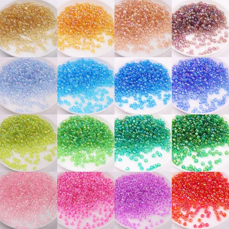 

Multi-size 2mm-4mm glass rice beads magic color transparent imitation Nissan color scattered beads DIY beaded tassel accessories
