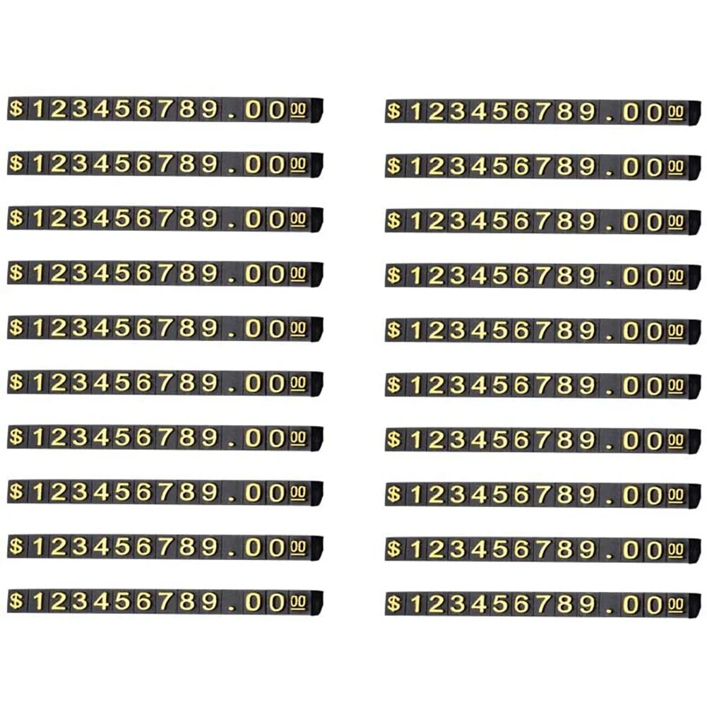 

20 Sets Price Display Square Adjustable Price Tag for Price Display Counter Stand Number Letter Dollar Price Block Kit S