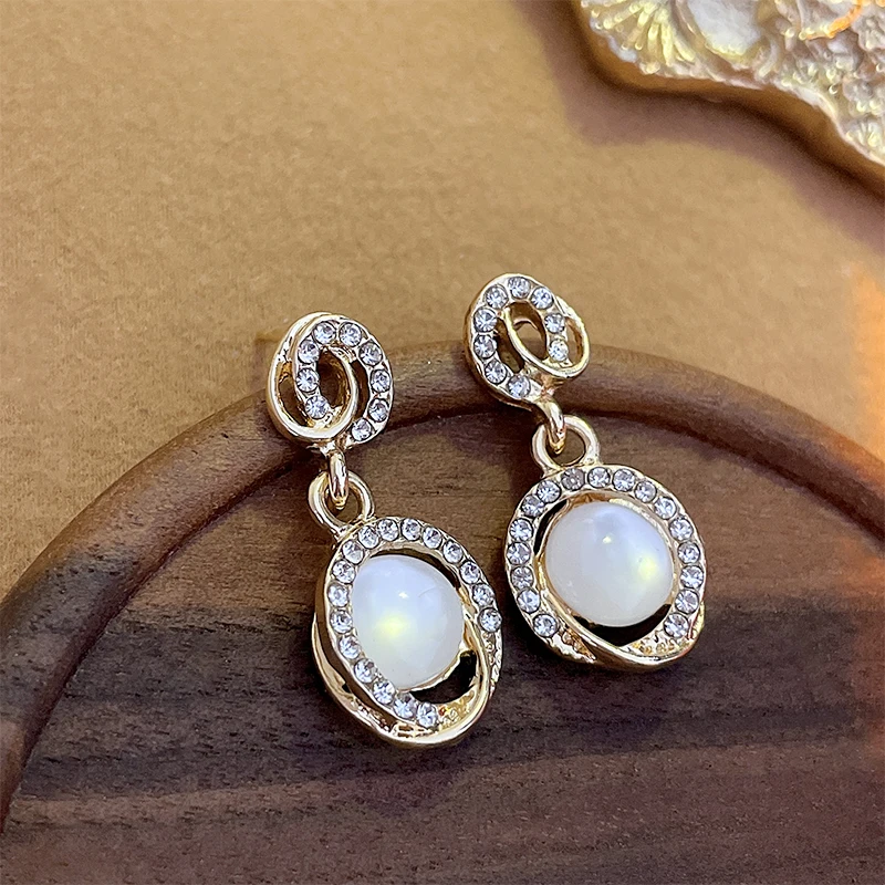 

DREJEW Opal Earrings For Women 2023 Trending Sparkly Crystal Earrings Round Earrings With Free Shipping Jewelry For Party