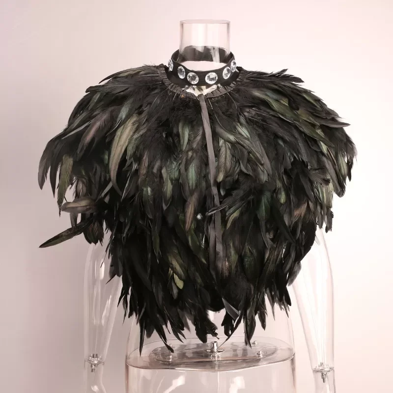 New in Peacock Feather Cape Coat Women Elegant Short Paragraph Props Dance Fur Vest Waistcoat Shawl High-grade Vest Jacket y2k v