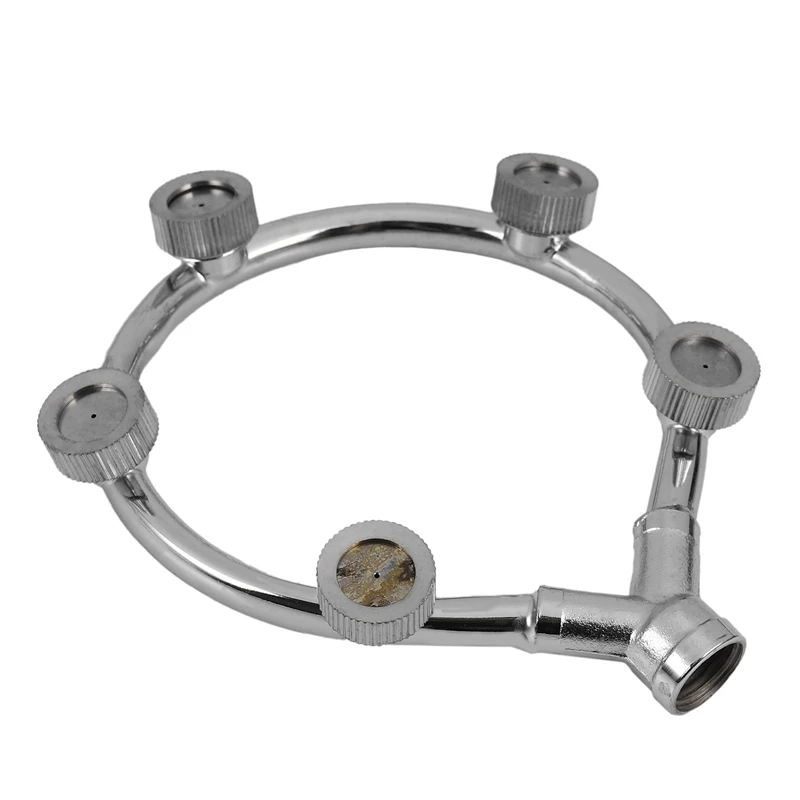 

4X Stainless Steel Fan Ring With 5 Nozzle Seats Sprayer Mist Fan Ring Water Sprayer Fine Fog Ring