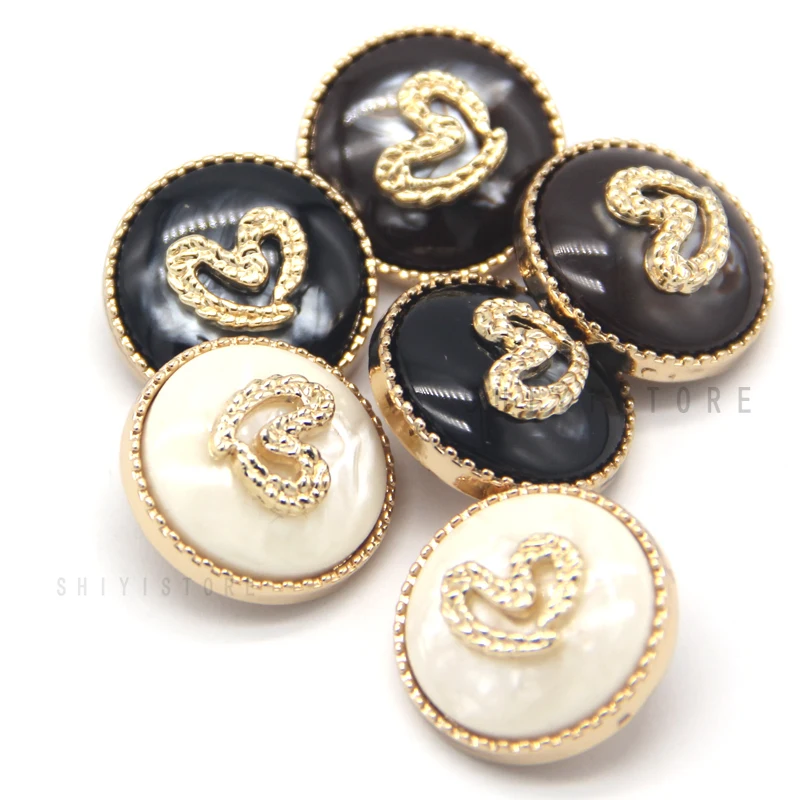 6pcs 18/20/25mm Vintage Women Coat Gold Metal Buttons For Clothes Suit Blazer Fancy Buttons Retro Decorative Handmade DIY Crafts