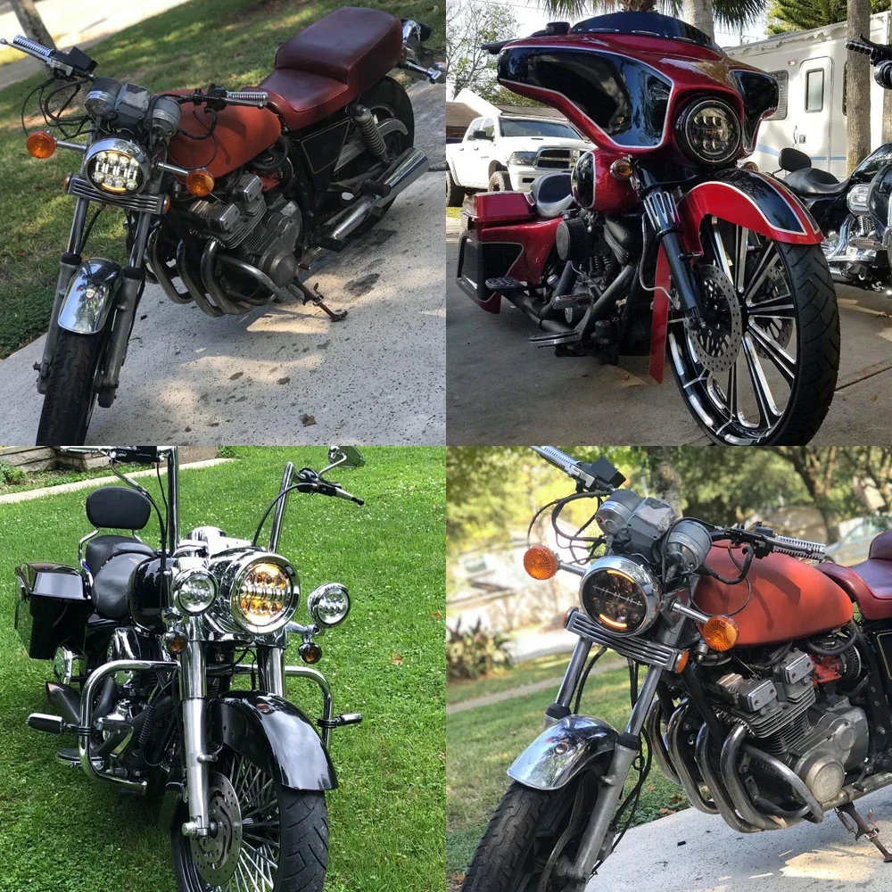 Для Harley Softail Touring Ultra Classic Electra Street Glide Road King Yamaha фары для мотоцикла 7 дюймов Круглая