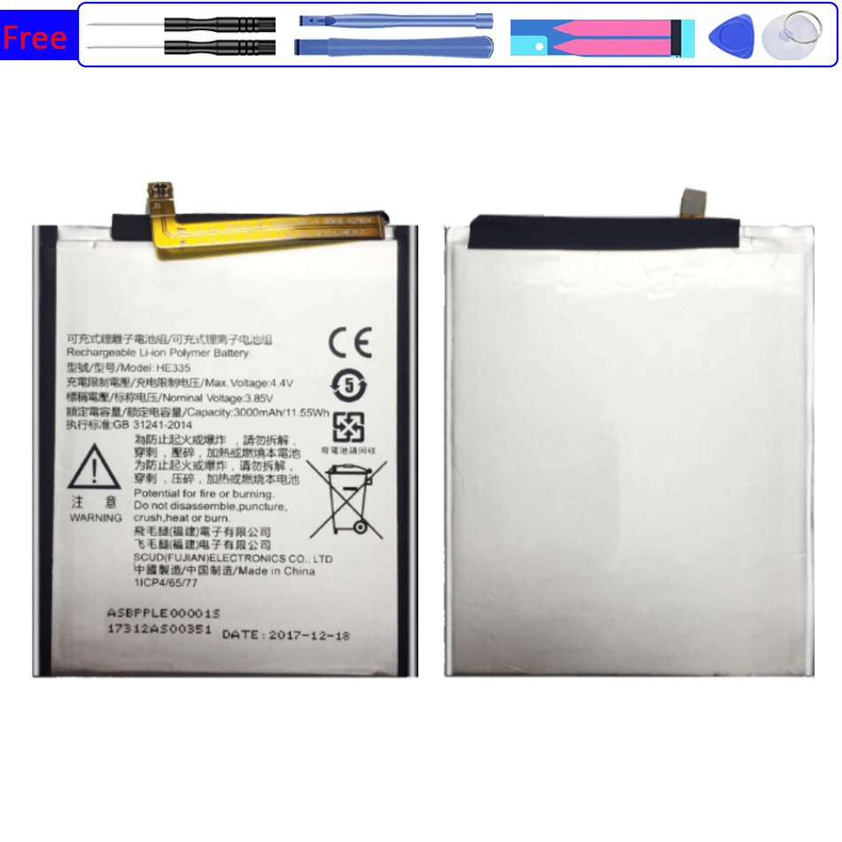 

Battery For Nokia 6 Nokia6 N6 TA-1000 TA-1003 TA-1021 TA-1025 TA-1033 TA-1039 Replacement Battery HE335 3000mAh