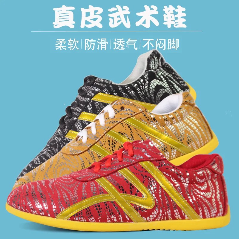Chinese Men Unisex Tai Chi Martial Arts Shoes Leather Training Casual Workout Sneakers Taekwondo Wushu Karate Wing Chun Shoes