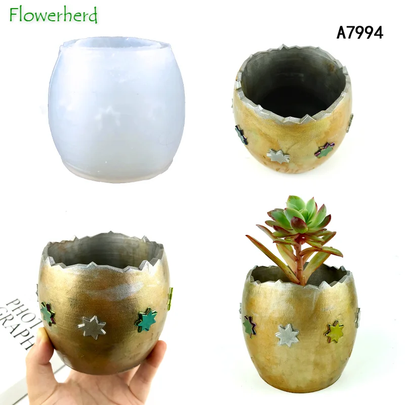 

Flowerpot Mold Clay 3D Three-dimensional Flower Pot Epoxy Resin Molds Cement Gypsum Flowerpot Pendulum Eggshell Silicone Mold