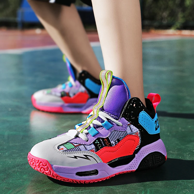 Children Brand Boys Basketball Shoes Kids Sneakers Girls Sport Shoes Npn-Slip Child Boy Girl Trainer Shoes Basket Boots Winter