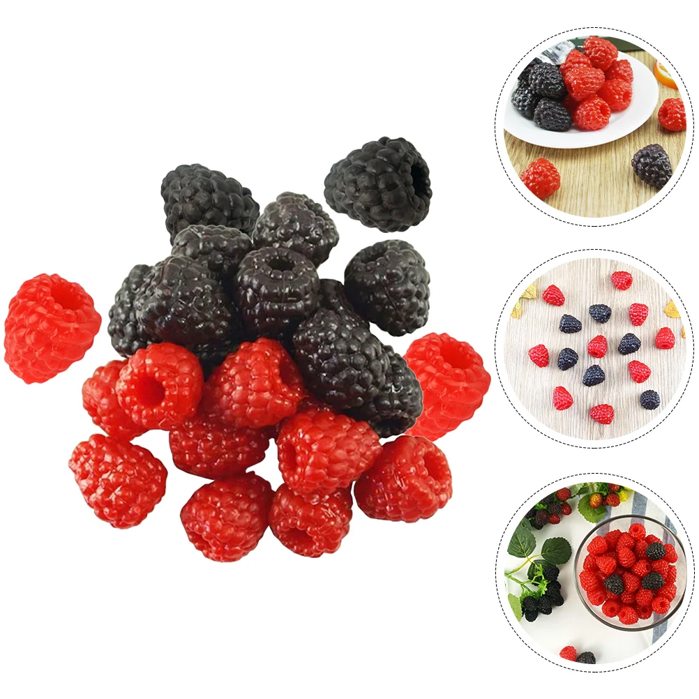 

40 Pcs Simulation Raspberry Home Accents Decor Decorative Model Shaped Decoration Models Photo Prop Soft Pvc Child