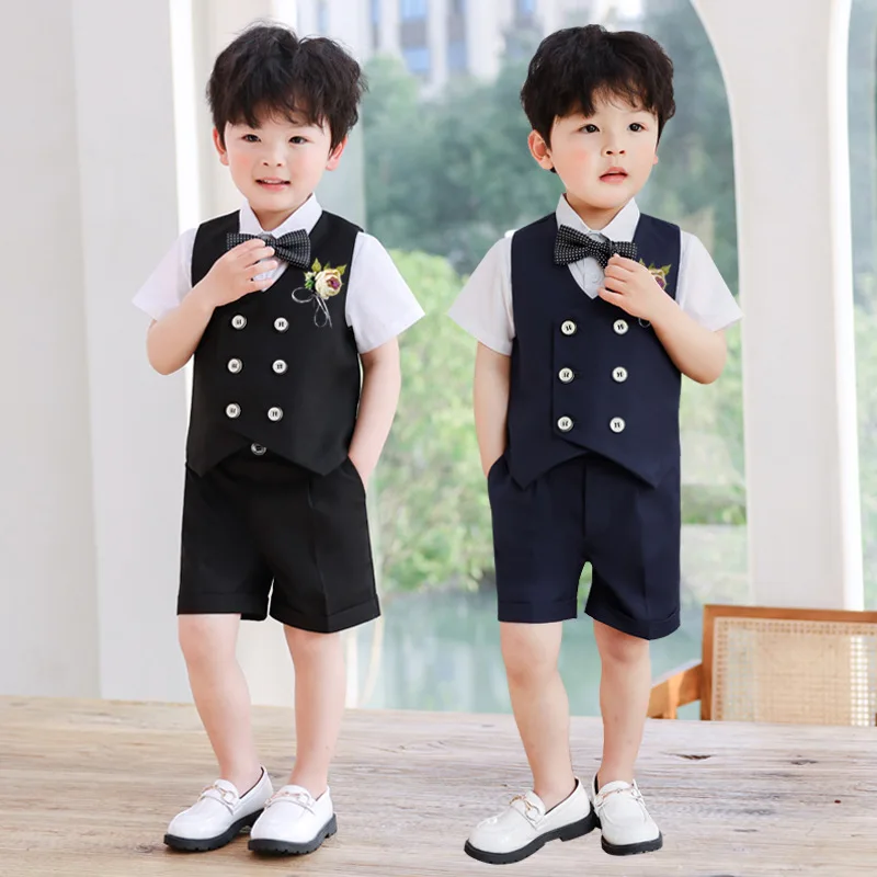 

Children'S Vest Pants Shirt Suit Boys Wedding Clothes Baby First Birthday Children Blazer Suit Piano Performance Clothes LC718
