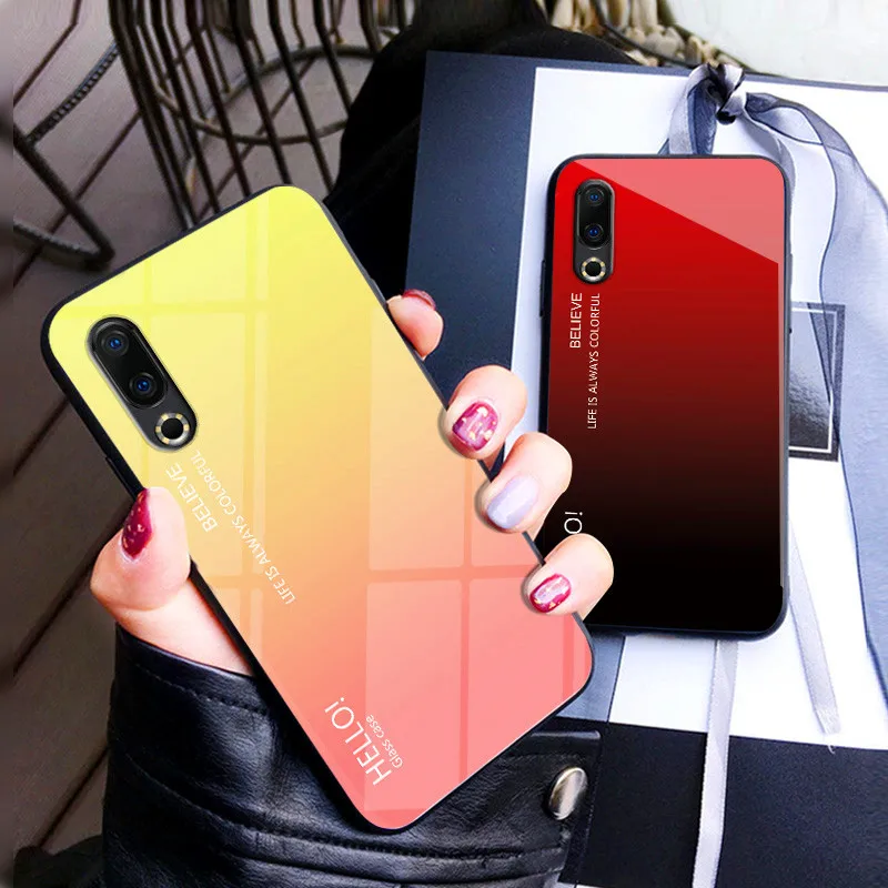 Градиентный стеклянный чехол для Meizu 16S Meizu16S, мягкий силиконовый бампер, жесткий стеклянный чехол для Meizu 16S Meizu16S, тонкий Чехол
