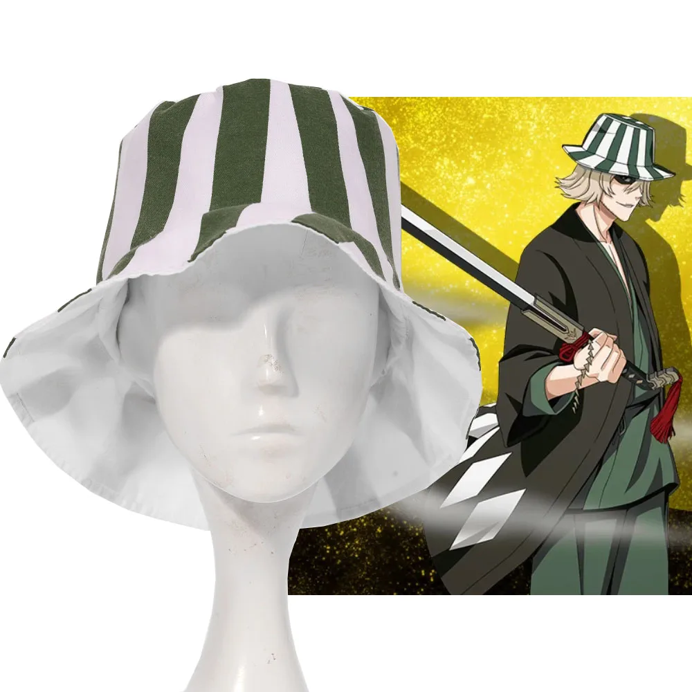 Anime Bleach Unisex Urahara Kisuke Cosplay Hat Cap Dome Green and White Striped Watermelon Cool Outdoor Sunscreen Fisherman Hat
