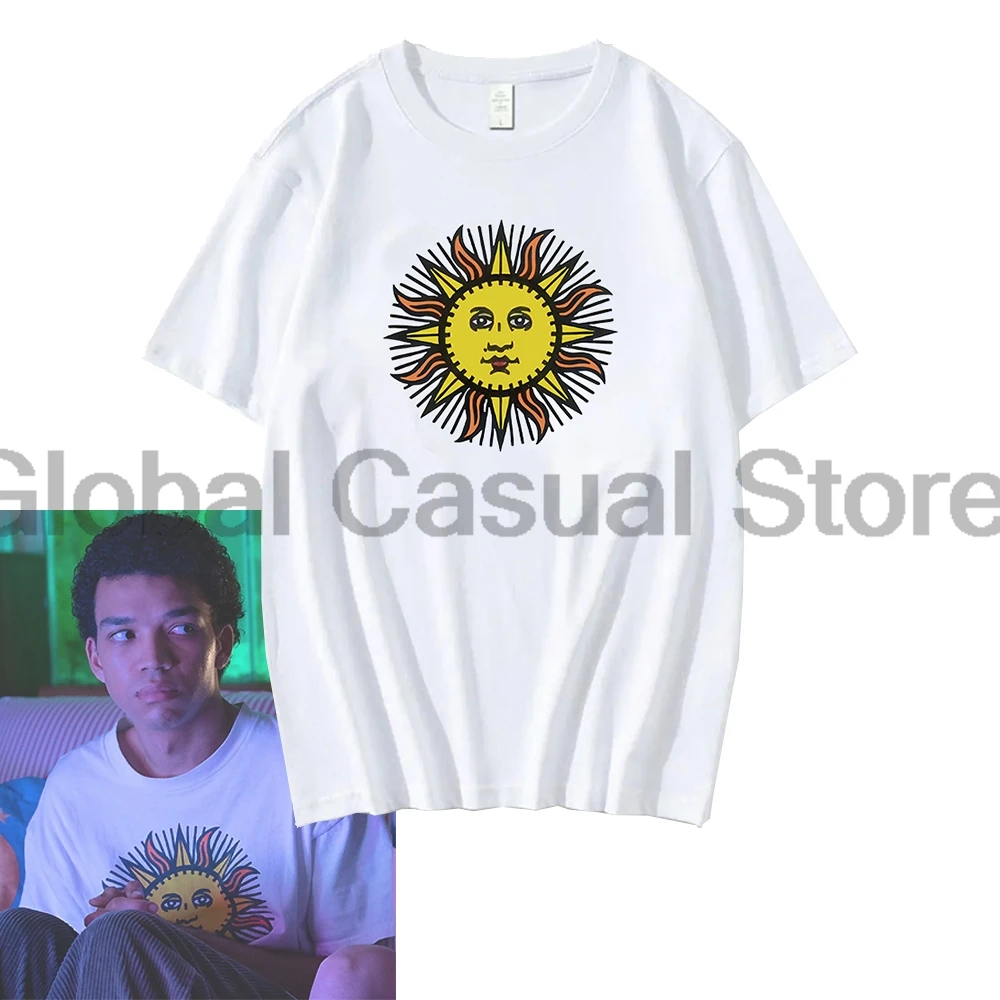 Футболка с надписью I Seen the TV светящаяся принтом из фильма ужасы и лицом от солнца