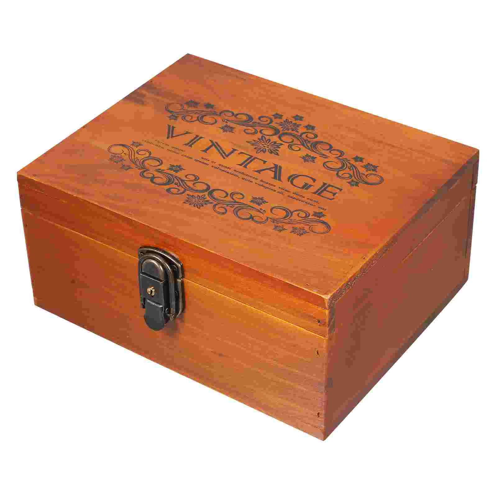 

Wood Candy Case Treasure Wooden Storage Jewelry Organizer Zinc Alloy Trinket