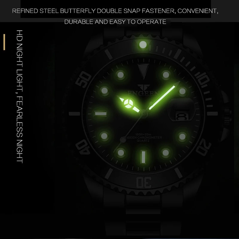 FNGEEN Couple Watch Men Quartz Watch for Lovers Luxury Womens Wristwatch Stainless Steel Waterproof Luminous Relogio Masculino