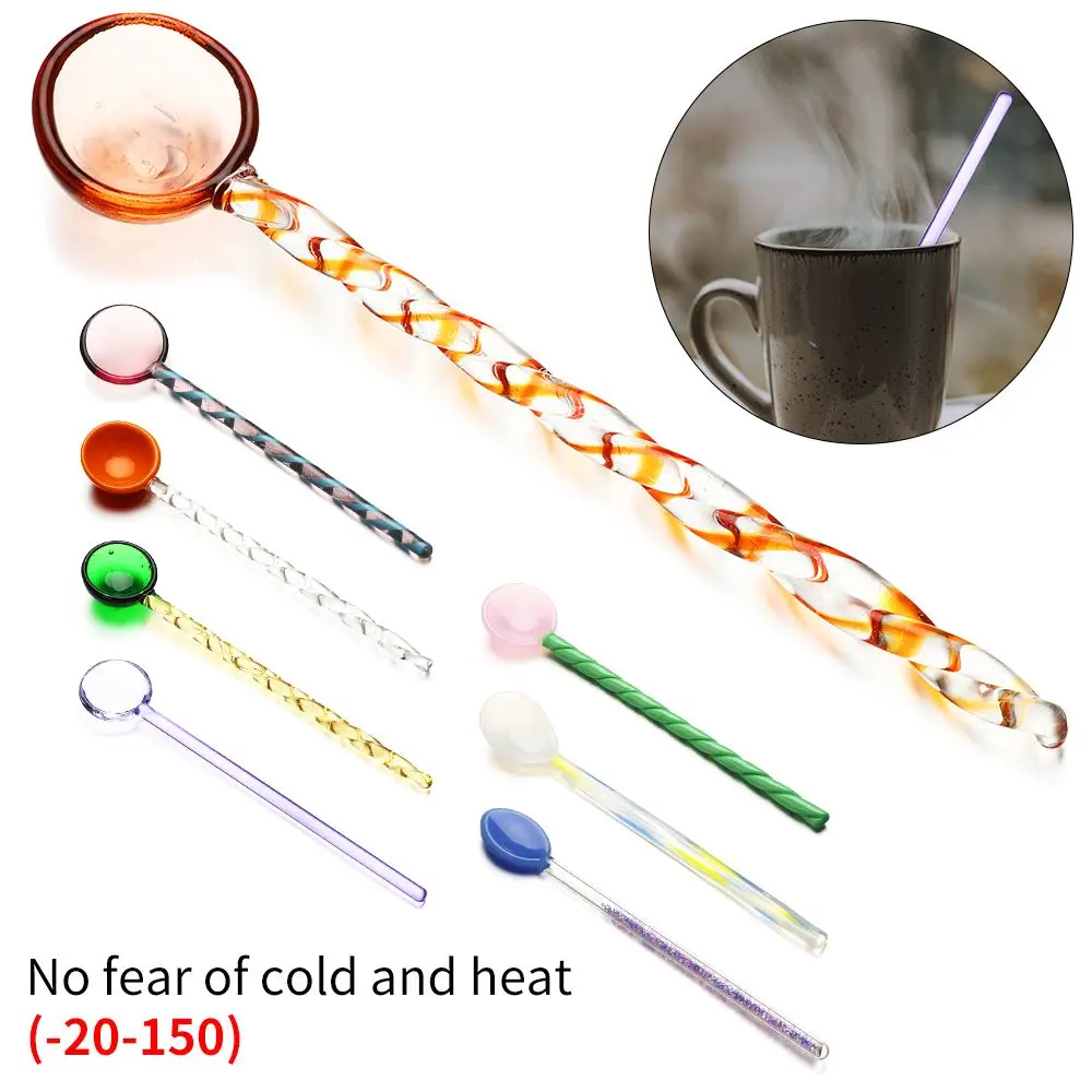 

Coffeeware Home Kitchen Colorful Tableware Long Handle Coffee Scoops Tea Spoons Glass Stirring Spoons