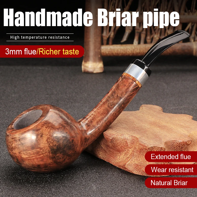 

Delicate Wooden Pipes for Smoking Briar Wood Bent Type Pipe Smoke Tobacco Cigarettes Filter Dismountable Handle Pipe