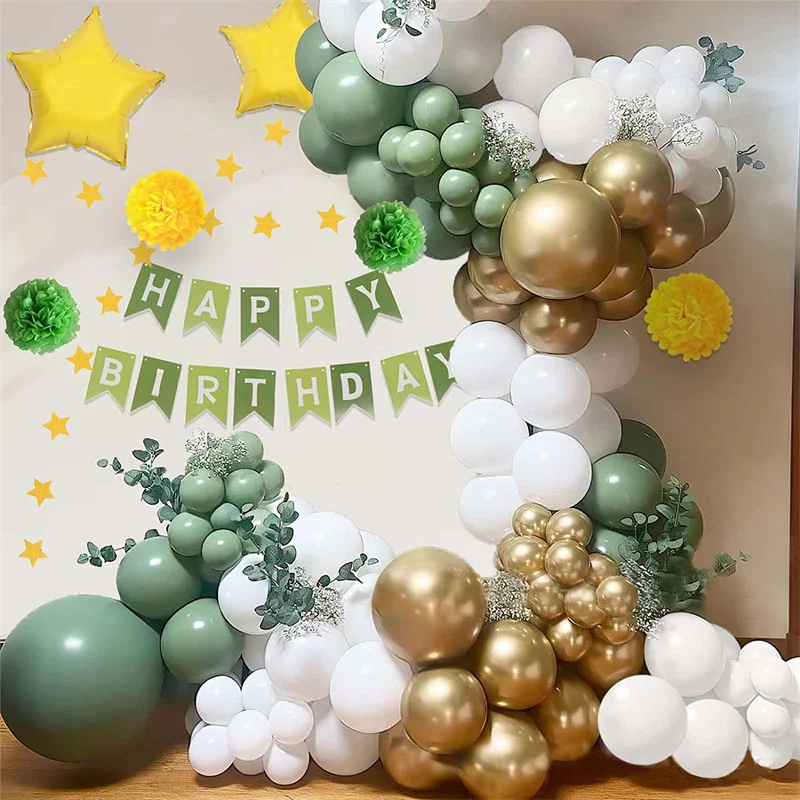

74pc Retro Avocado Green Latex Balloons Garland Kit for Gender Reveal Baby Shower Birthday Party Wedding Decoration Anniversaire