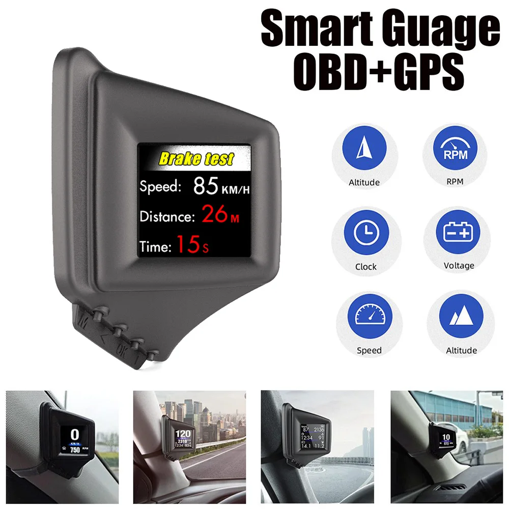 

HUD Head-Up Display GPS+OBD Dual System Smart Gauge Driving Stopwatch Speedometer Odometer Digital Meter Alarm System A401