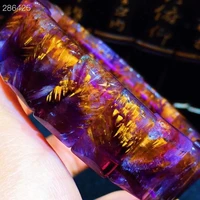 natural cacoxenite auralite 23 purple rutilated quartz bracelet 18 5x11 6x6 8mm clear rectangle beads bangle women men aaaaaa