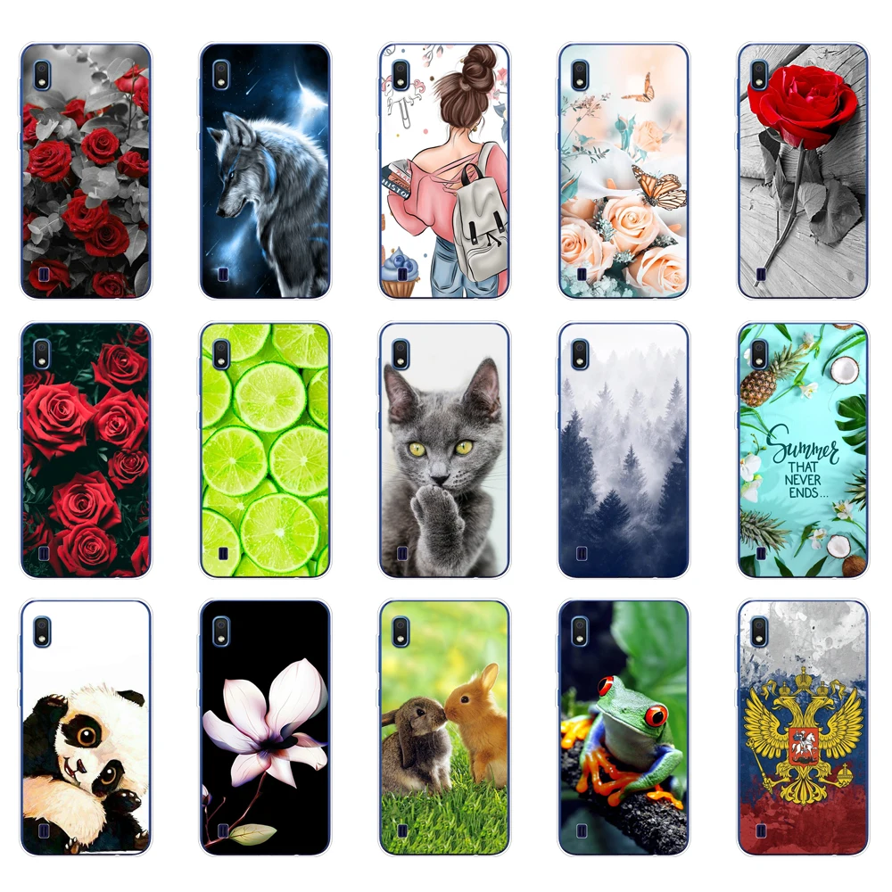 Cases For Samsung A10 Soft touch Silicone phone Back Cover For Samsung Galaxy A10 GalaxyA10 A 10 SM-A105F A105 A105F cartoon cat