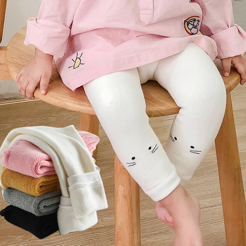 

Newborn Winter girls plus velvet thick warm leggings cotton cat baby children trousers Polar Fleece Lining infant toddler pants