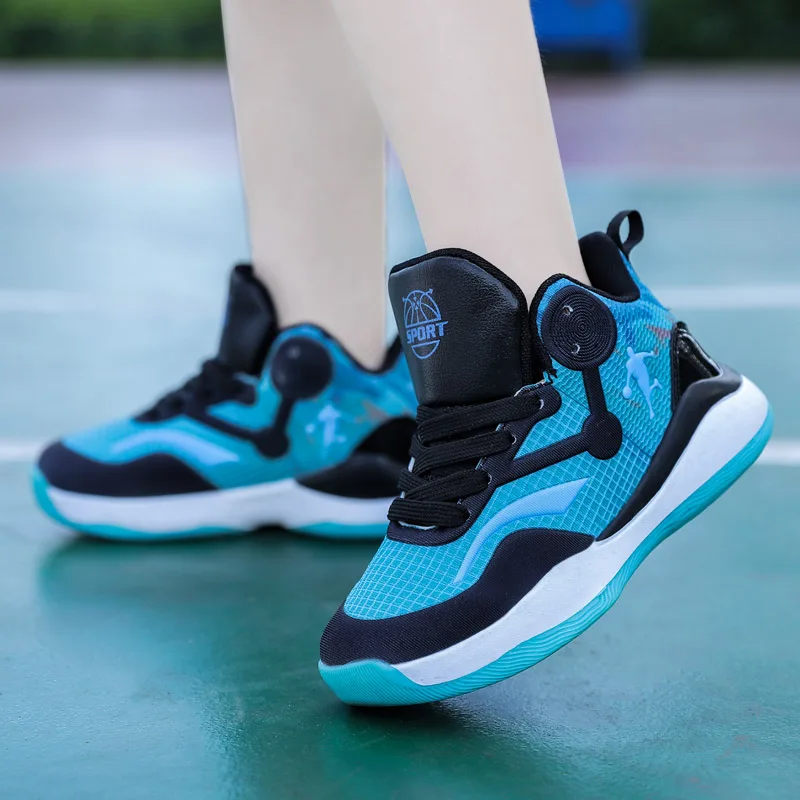 New Kids Sneakers High Top Boys Basketball Shoes Size 31-40 Teenagers Shoes Thick Sole Non-slip Outdoor Children Sports Shoes