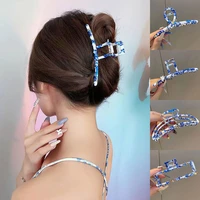 woman metal blue and white porcelain hair claw crab girls barrettes hairgrip lady hair clips hairpins headwear accessories