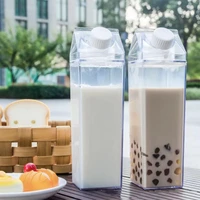 5001000ml transparent square water bottle plastic clear milk carton box leakproof juice drinking coffee cup kitchen supplies