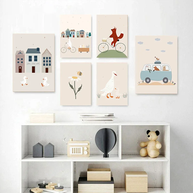 Настенная картина JUBEER Бежевый мультфильм