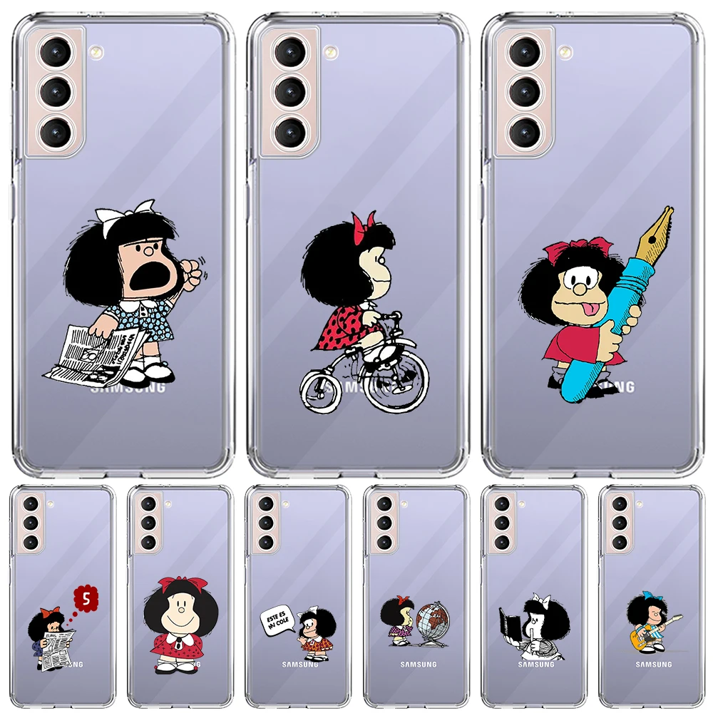 

Mafalda Cartoon Clear Case for Samsung Galaxy S23 S22 Ultra S21 S20 FE Cases S10 5G S9 S8 Plus S10e S7 Edge Soft TPU Phone Cover