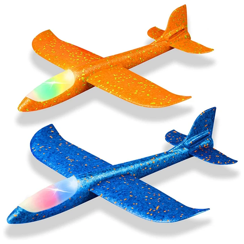 

2 Pack LED Light Airplane 48CM Large Throwing Foam Plane Outdoor Sport Backyard Birthday Party Kids Optimal Gifts