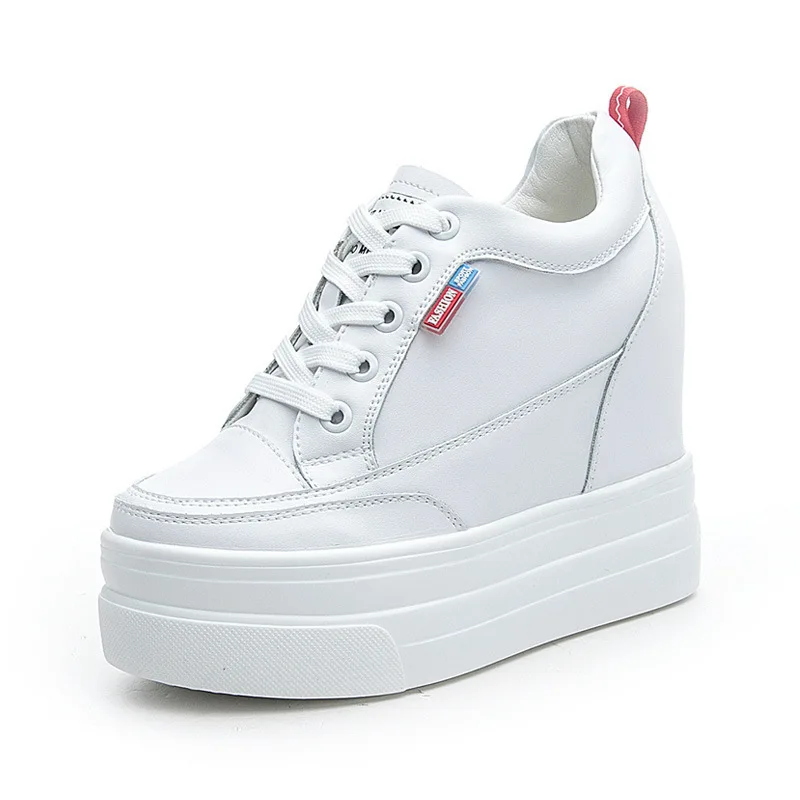

11cm Platform Wedge Sneakers Summer Shoes Genuine Leather Air Mesh Hollow Women Summer Shoes High Heel Zapatillas De Mujer