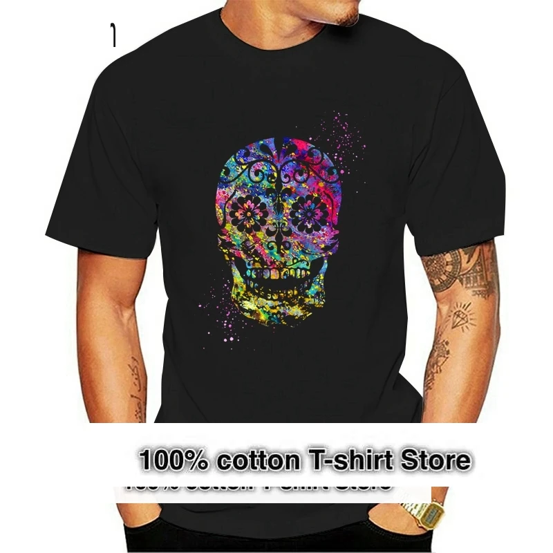 

Men's Sugar Skull t shirt printed tee shirt S-3xl homme Cute Authentic Spring Autumn Vintage shirt