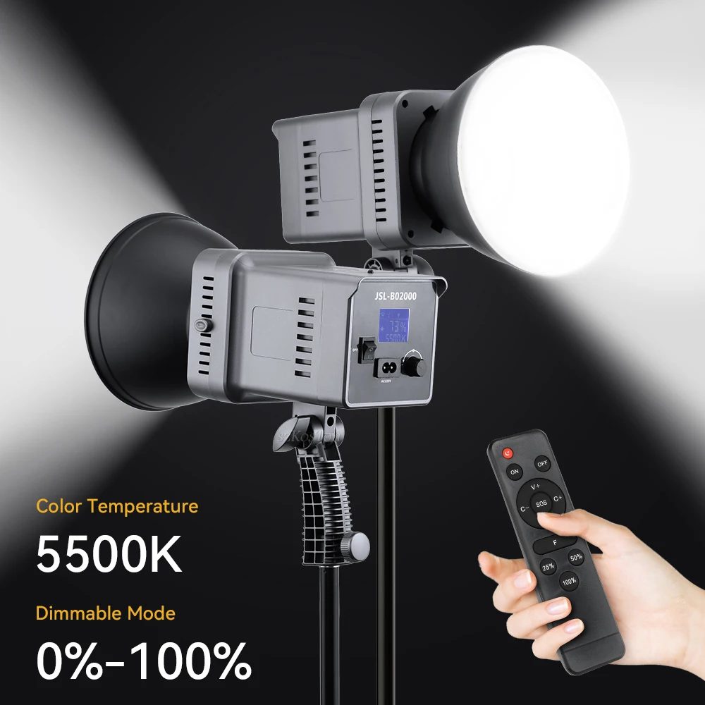 

100W LED Video Photography lights EU Plug 5500K 15000LM Outdoor Light LCD Panel Lamp For Bowens Mount Studio Lighting Fill Lamp