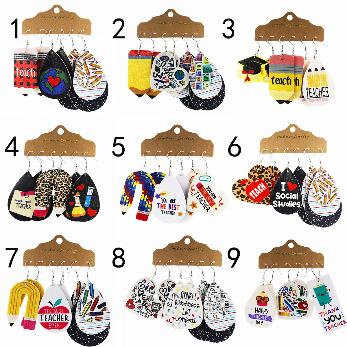 

Серьги-карандаши из искусственной кожи на День учителя, ювелирные изделия, висячее ожерелье, подвеска, ремесло, костюм, украшение для вечери...