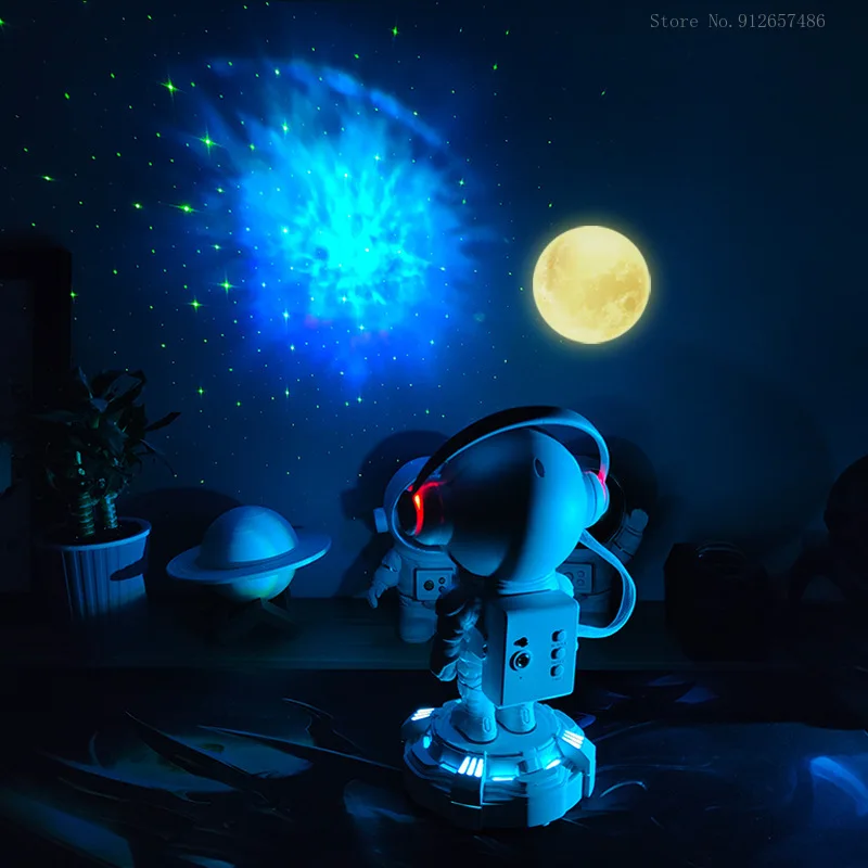 New Astronaut Projector Lamp Led Illuminated Bluetooth Speaker Atmosphere Lights Astronaut Ornament Bedroom Night Light Gifts D