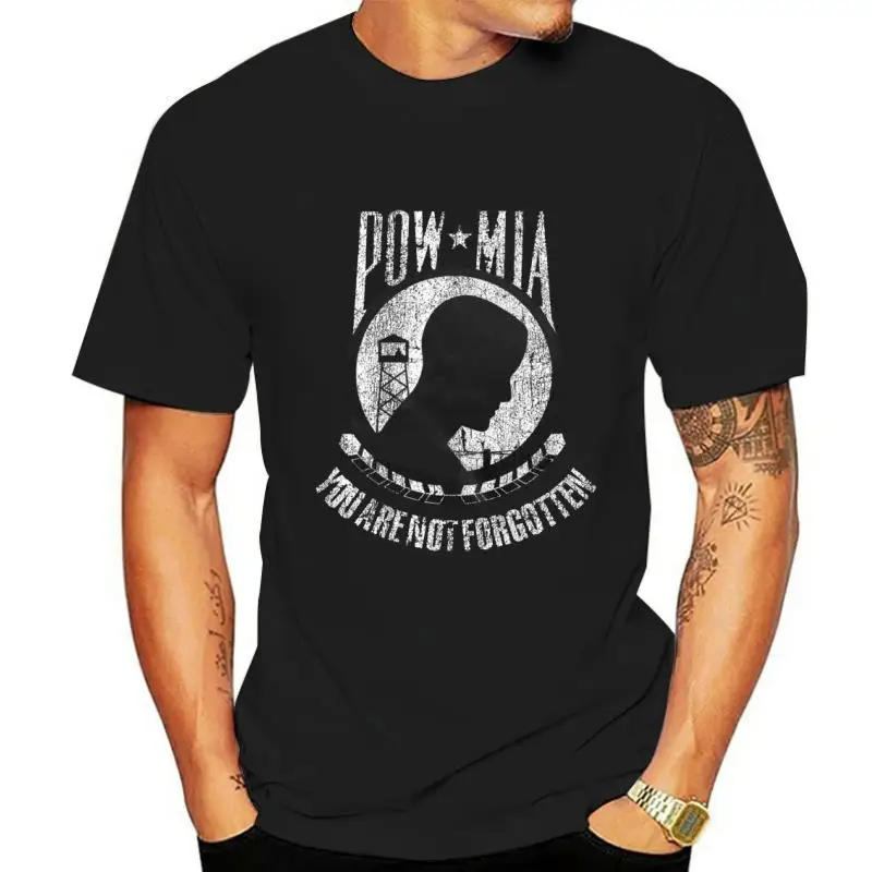 

Мужская Винтажная футболка с черными чернилами POWMIA You Are Not Forgotten (MT669)