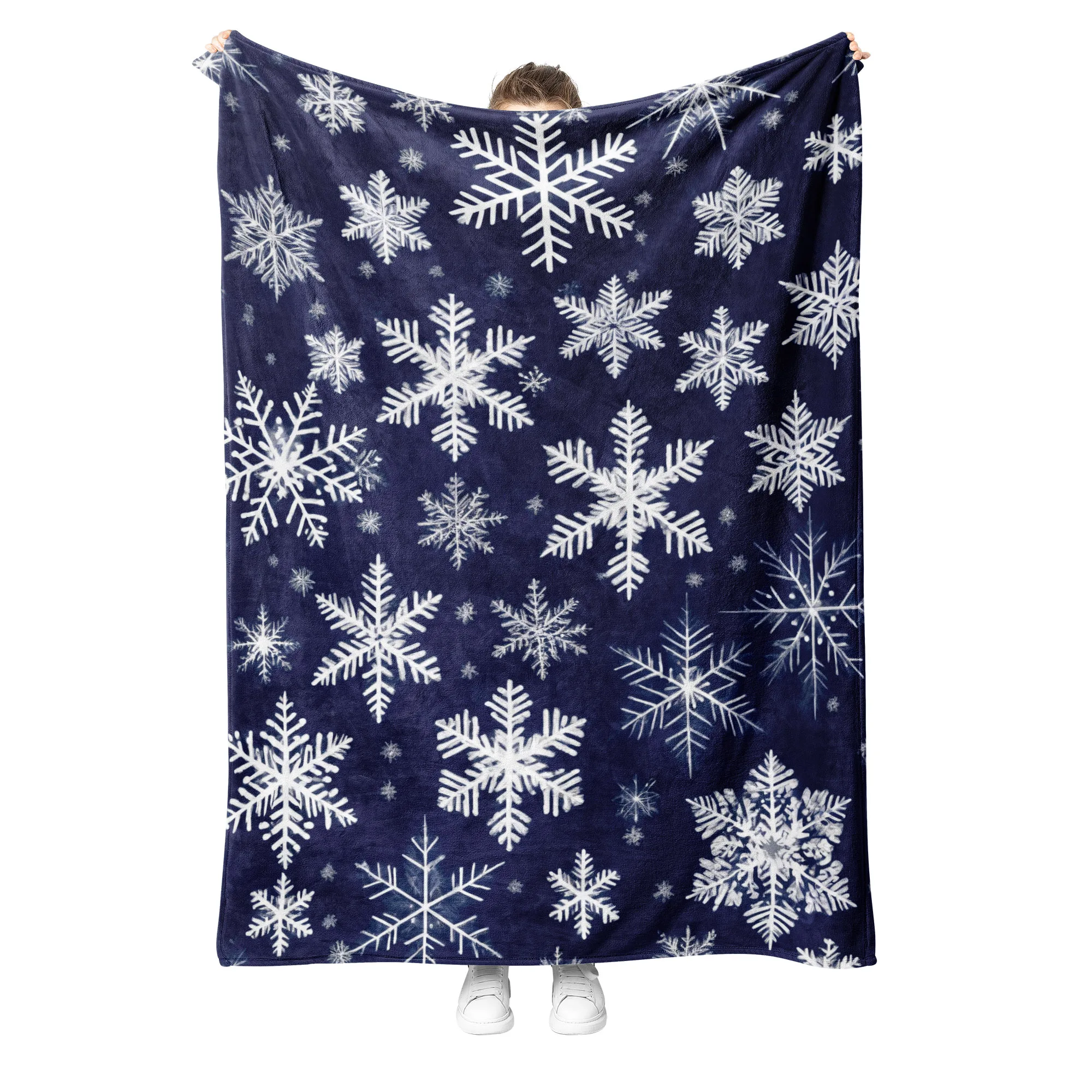 

Зимние одеяла из искусственного меха со снежинками, плюшевое одеяло с рождественским принтом для спальни, гостиной