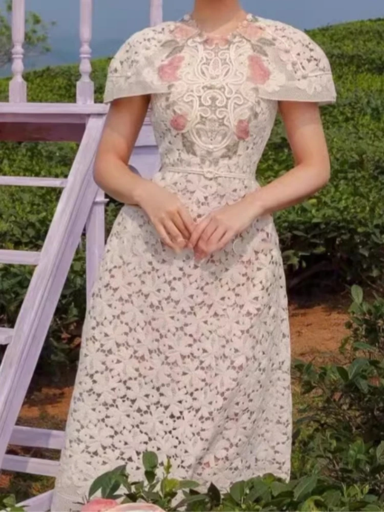 Женское кружевное платье-трапеция винтажное привлекательное Сетчатое платье с