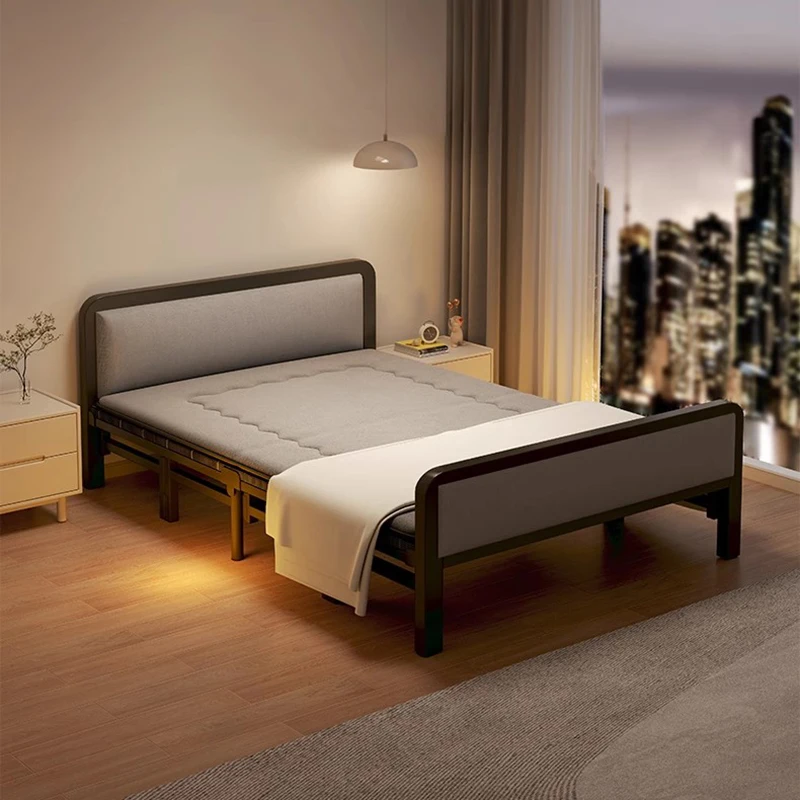 

Adults Luxury Metal Beds Foldable Patio Free Shipping Space Saving Single Bed Children Garden Cama De Solteiro Theater Furniture