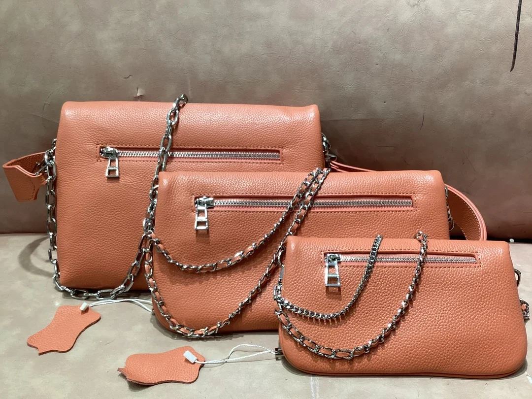 

Women Bag 2023 Solid Color Leather Chain Shoulder Bag
