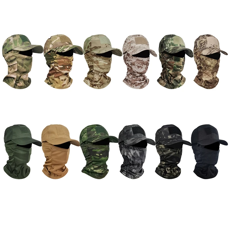 

New Style Hood Army Baseball Caps Men Outdoor Hiking Cap Tactical Camouflage Full Face Hat Sun Protection Hat