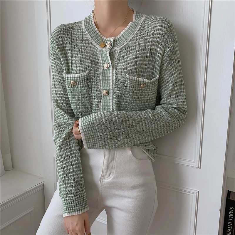 

Fall 2021 women new Hot selling crop top sweater cropped cardigan women korean fashion netred casual knitted ladies tops BPy9002