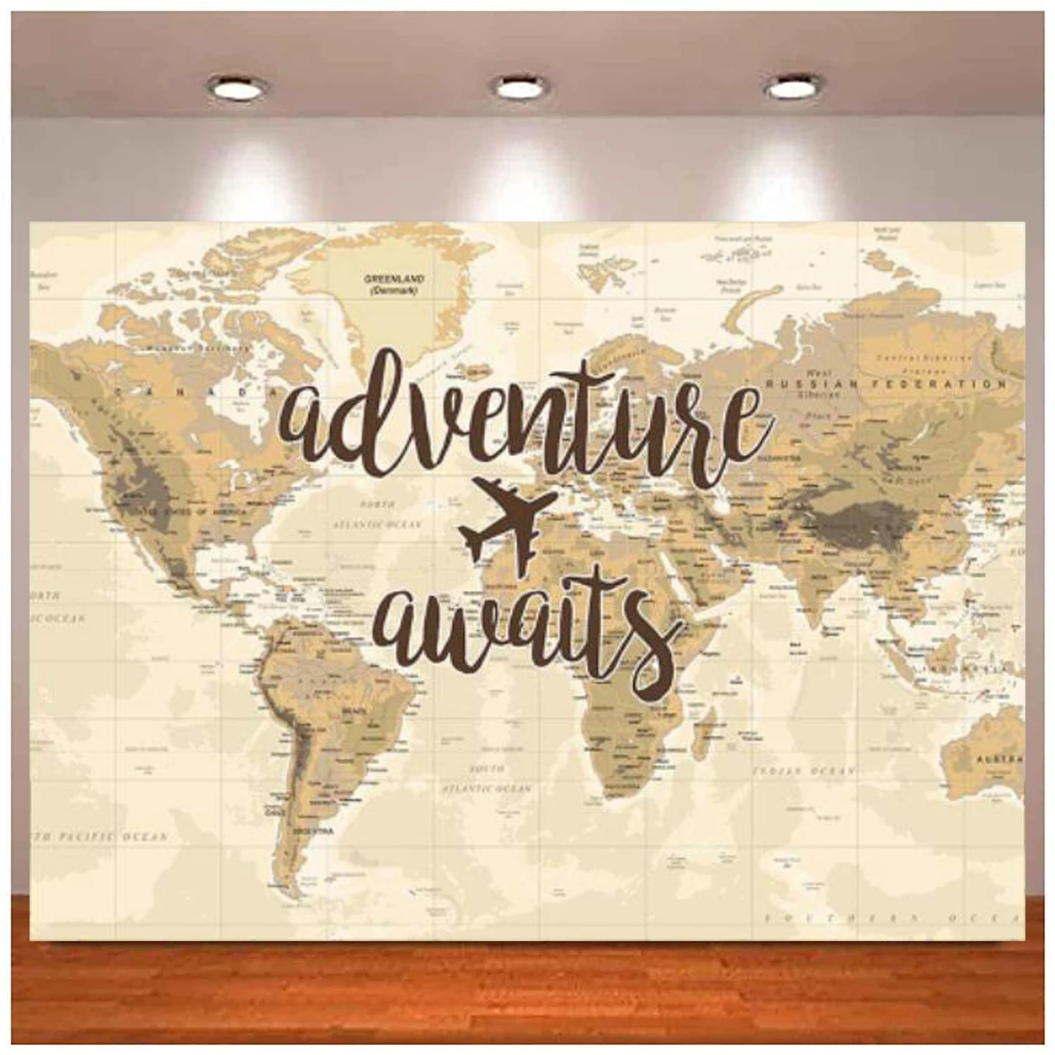 

Приключения ждет путешествия мальчик вечеринка в честь рождения ребенка Декор фотография Фон винтажная карта мира вокруг мира самолет фон