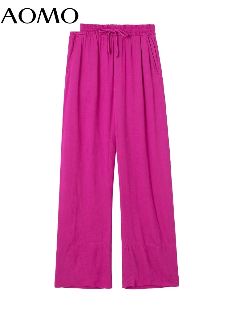 

Женские брюки в деловом стиле AOMO, розовые брюки с поясом и карманами, весна-лето 2022