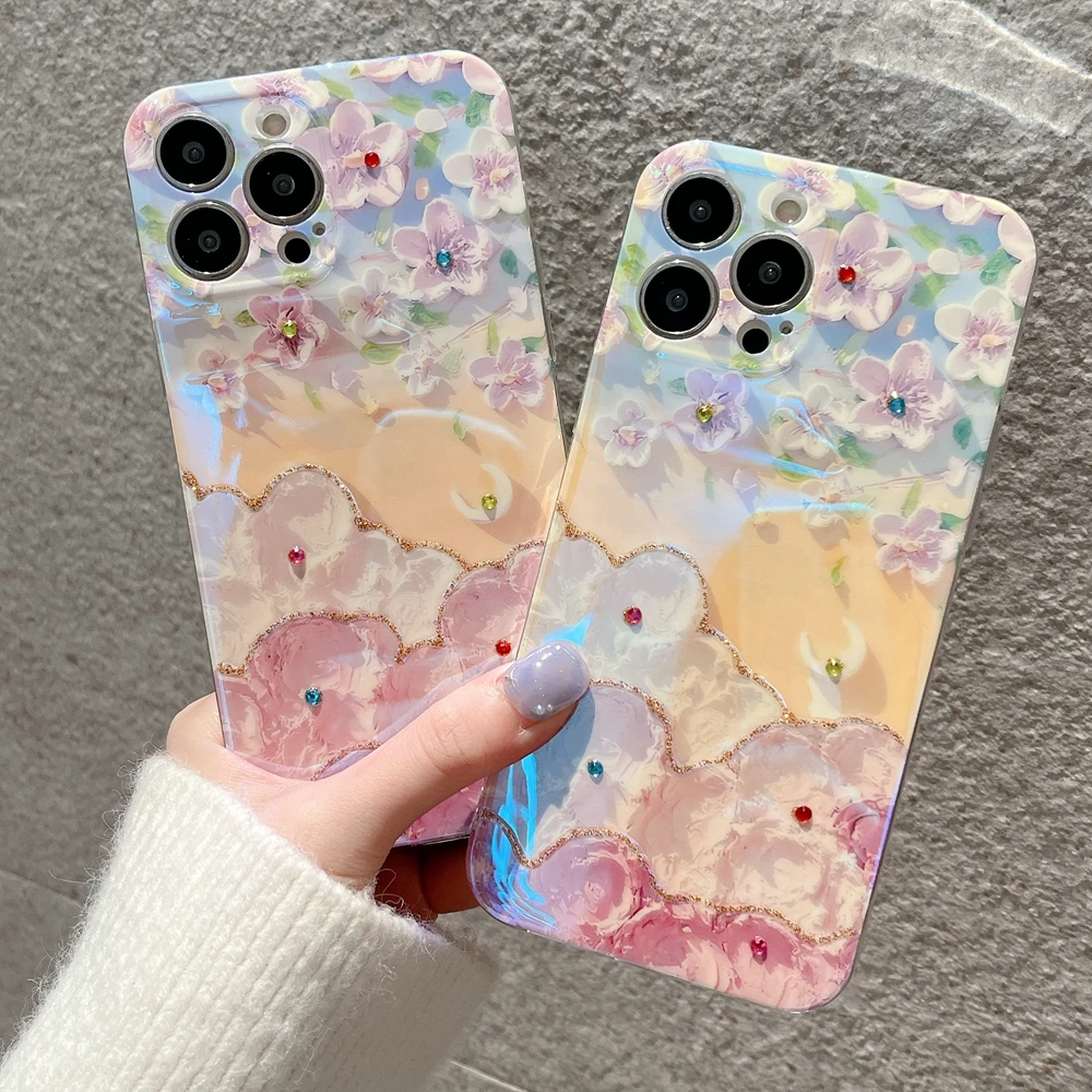 

Capa Reno 7 8 6 5 4 5G Bling Glitter Phone Case for OPPO Reno8 Reno7 SE Reno6 6Z Reno5 Pro Case Rhinestones Flower Silicon Cover